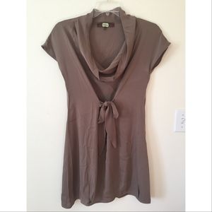 Eva Franco Cowl Neck Silk Dress, Taupe, Size 4